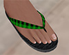 Green Flip Flops Plaid M