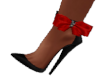 Black/Red Bow Pumps