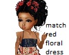 kids red floral hair bow