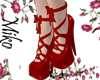 red pvc shoes laced