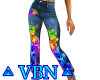 Color jeans Fluo flowers