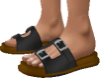 TF* Black Buckle Sandals