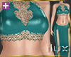 Two Piece Flower Teal