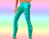 teal laytex pants
