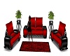 Red Satin Couch Set