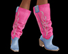 Pink & Blue Denim Boots