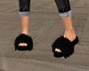 Black Furry Slippers -F-