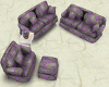 purple flower sofa set