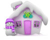 Pink Snowman and house