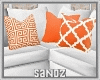 S. White Orange Mod Sofa