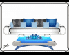White & Blue 5 Couch Set