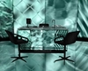 teal glass desk