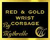 RED & GOLD WRIST CORSAGE