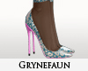 Silver B leopard heels 6