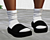 BLK Slides/White Socks
