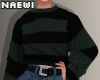 {N} Green stripe sweater