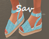 Aqua Sateen Sandals