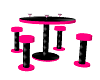 pink table with stools