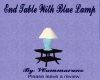 End Table with Blue Lamp