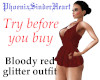 Blood red glitter outfit