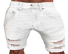White Jean Rip Shorts M