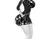 knit blk wht dress embx