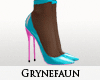 Blue pink heels nylons