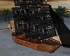 Black skull pirate ship