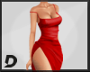[D] Red Long Dress Split