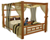 Beige Wood Canopy bed