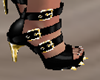 Gold black spikes shoes