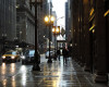 rainy city sidewalk