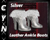 Silver Leather Ank Boots