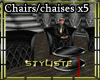 5x Chairs/Chaises Set