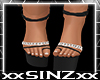X Black Chain High Heels