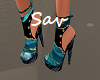 Black/Blue/Gold Booties