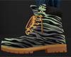 Green Gray Stripe Work Boots (F)