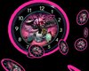 Dj Girl Pink Skull Clock