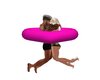 pink heart pool floatie