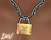 !D Gold LV Padlock Chain