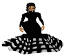 black checkard bord gown