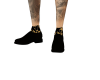 gold sock w/ black shoes