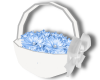 White Basket Blue Flower