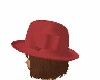 Red hat & brown hair
