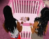 pink animated baby bed