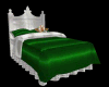 {F}GREEN WHITE SATIN BED