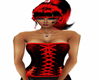 red corset with black