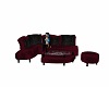 red & black leather couc