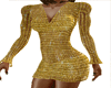 Gold Vneck Net Dress 