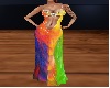 Rainbow feathers gown